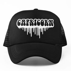 🆕CAPRICORN Drip Zodiac Black Foam Trucker Hat Mesh Snapback Cap